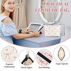 1PCS Pink Coquette Bow Makeup Bag, Cute Bags, Trendy Preppy Beige