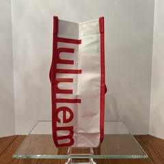 Lululemon Small Red And White Logo Reusable Shopping Bag Logo Read Out READ