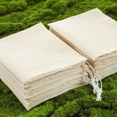 Cotton Storage Pouches, Drawstring Sacks, Pack of 50