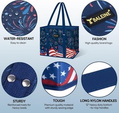 Reusable Grocery Bags Foldable Tote with Reinforced Bottom Handles Heavy Duty