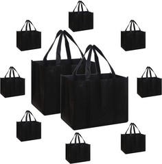 Set of 10 Reusable Grocery Bags Extra Large Foldable Heavy Duty Shopping Tote