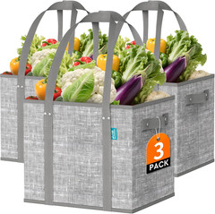 Reusable Grocery Bags, Large Foldable Shopping Tote Bags with Reinforced Handles