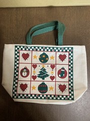 vintage linen mini christmas tote Bag Small