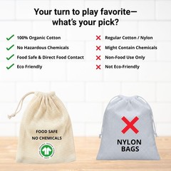 Produce Bags | Storage with Drawstrings | Cotton Mesh Bag for Medium