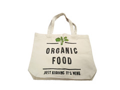 FUNNY Organic Food Just Kidding It’s Wine Lover Double strap shopping Tote Bag