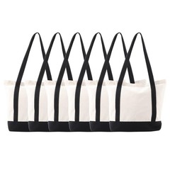 MEIANJU Tote Bag, 16.5x14x5in, Heavy Duty Canvas, Zippered, 6pcs Set, Black &…