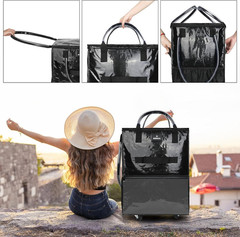 Large Rolling Tote Bag with Wheels, 130L Foldable Shopping Cart & Grocery Bag, 5