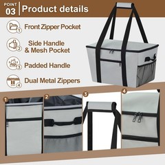 Reusable Grocery Bag – Expandable Insulated Cooler Bag with Bottom Board, Col…