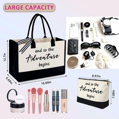 Adventure Canvas Tote Bag, Bridal Shower Gifts for Bride,Wedding Gift Bag, En…