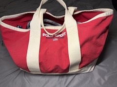 Vintage 90s Polo Sport Ralph Lauren Canvas Tote Beach Weekend Bag with USA Flag