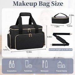 GDNasist Large Makeup Bag, Portable Travel Bag Organizer for Black