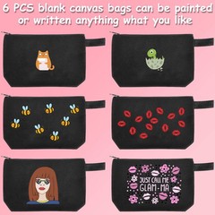 Weewooday 8 Pack Canvas Zipper Pouch Bulk 11.8 x 7.48 x 2.76 Inches, Black