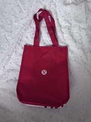 Lululemon Small Red And White Logo Reusable Shopping Gift Bag Tote 12” x9”x4”