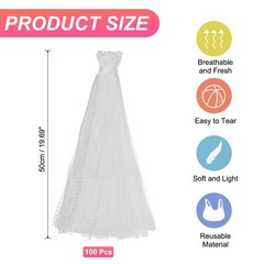 100Pcs Reusable Mesh Produce Bags, 19.7 Inches Egg Bags, White
