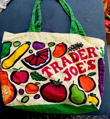 Trader Joe’s Reusable Canvas Tote Bag Fruit and Vegetables Grocery Bag