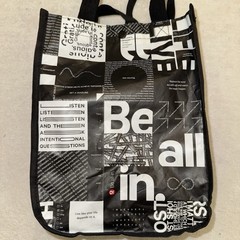 Lululemon Reusable Small Shopping Tote Bag Black White 9.25X11X4.5 Snap Closure