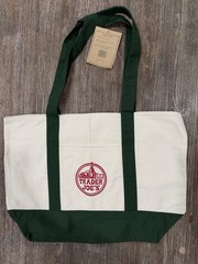 NEW LIMITED EDITION GREEN HOLIDAY Trader Joe’s Reusable Canvas Tote Bag Size L