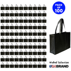 Shopping Bag Tote Bag Eco Friendly Gift Promo Bag Wholesale Black (Large) 100PK