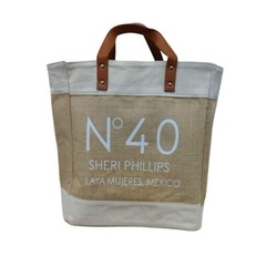 Bridesmaid Bag gift | Leather Handle Jute Carry Bag Wedding Party Gift