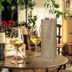 2 Pcs Wine Tote Bag, Burlap Wine Gift Bags for Wedding Gifts