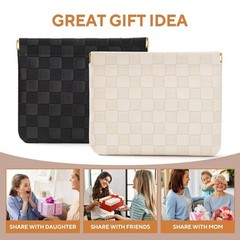 MZLUWM 2-Pack Small Waterproof Checkered Makeup Bag – Portable Beige+Black