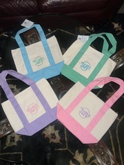 AUTHENTIC Trader Joe’s PASTEL Mini Tote Bag Set of 4 Pink/Green/Blue/Purple