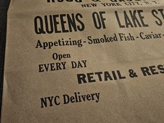 Russ & Daughters Brown Paper Tote Shopping Graphic Print Bag New York Bagel RARE