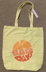 15” Yellow Canvas Tote Shopping Bag No Bad Days Flat Bottom