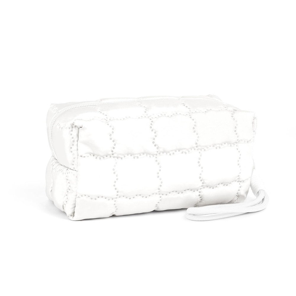 Richeart Makeup Bag Travel Toiletry – Checkered Small – 1 Pack, White