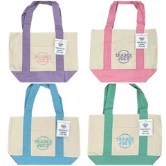 Trader Joe’s Mini Pastel Canvas Tote Bag NWT Blue Green Pink Purple | US Stock