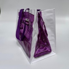 Reusable Designer Inspired Grocery Tote with Purple Croc Bag Print MSRP $89 NEW
