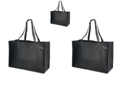 Qty 15 Jumbo Strong Reusable Grocery Shopping Bag Black XL 22″W x 16″H x 10″D