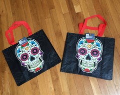 Set of 2: Day of the Dead🌺SUGAR SKULL💀🌸Tote Bags Reusable Shopping Totes~NWT