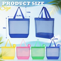 8 Pcs 11 x 12.9 Inche Mesh Beach Tote Bags Mini Pool Beach Bags Reusable Colo…