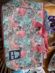 ALDI Insulated Reusable Shopping Bag Floral & Nature Multicolor Zipper 16x14x8