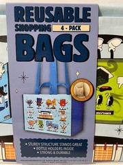 NEW Costco KeepCool Character Reusable Tote Bags 4-Pack Large Shopping Bags