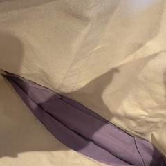Trader Joe’s Foldable Reusable Tote Bag Beige Purple Cotton Polyester