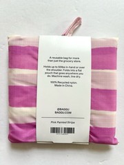 NEW! Baggu STANDARD BAG in “Pink Painted Stripe” Recyc. Nylon, SOLD OUT + RARE!