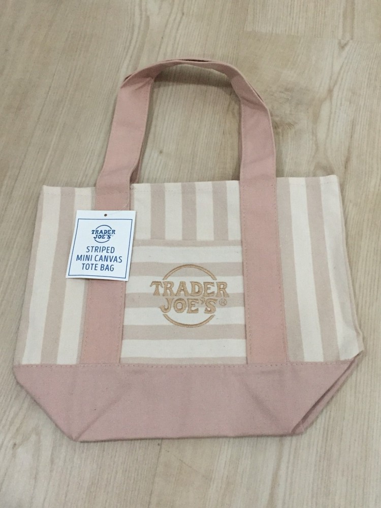 Trader Joe’s Striped Canvas Mini Tote TAN / Beige Brand new w/ tag 2026