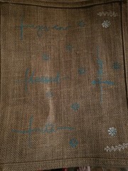 Foldable Burlap Reusable Shopping Bag Brown Blue White All-Over Pattern