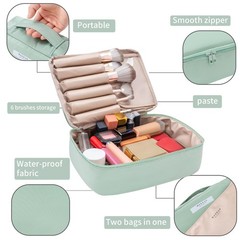 Queboom Travel Makeup Bag Cosmetic Toiletry bag for Green