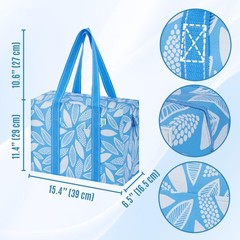 2 Pack Reusable Large Grocery Bags With Zipper Spring Breeze Waterproof