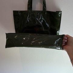 Harrods Knightsbridge Green Logo Foldable Tote Bag with Zipper Pocket