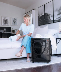 CleverMade Foldable Tote Bag on Wheels 14”Lx18”Wx24”H Soft Grip Black