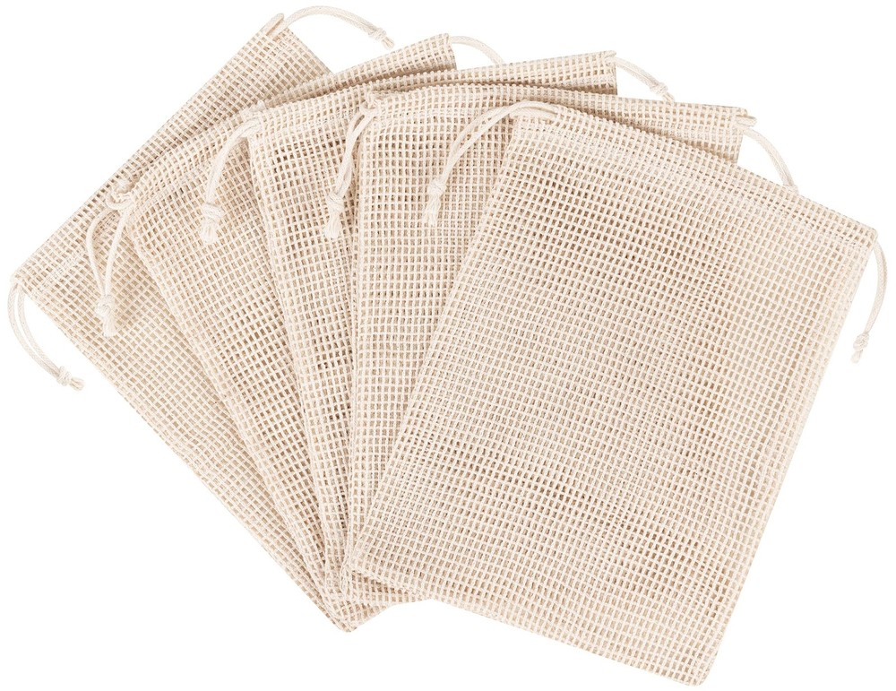 100 Percent Cotton Double Drawstring Mesh Bag Herb Nut Spice 6×8 Inch 5 PCS