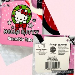 Hello Kitty Bag Tote Reusable 2014 Sanrio Carry All Cute Plastic Pink Blue z