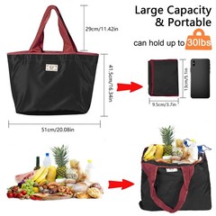 Reusable Foldable Grocery Bag with Pocket Wide Handle Washable Shopping Tote