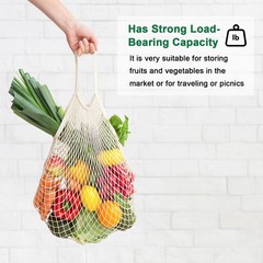 1-Pack Reusable Washable Mesh Net String Grocery Bags [Yellow,Short Handle]