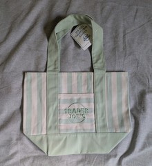 Trader Joe’s Mini Stripe Canvas Tote Bag- Mint Green- New With Tags