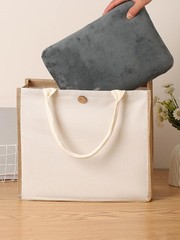 Large Capacity Linen Tote Bag Jute Style Shopping Travel Picnic Handbag